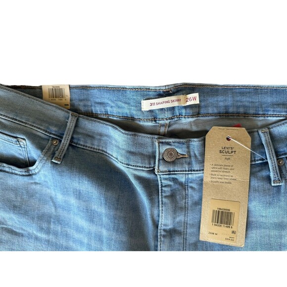 Levi's Women's 311 Shaping Skinny Jeans Mid Rise Tummy Slimming Size 26W Blue - Picture 4 of 9